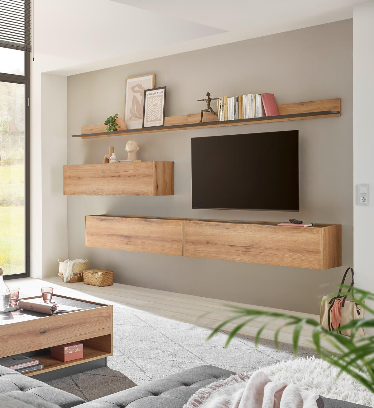 WANDBOARD Holzwerkstoff Anthrazit, Eichefarben  - Eichefarben/Anthrazit, Design, Holzwerkstoff (170/15/17cm) - Modante