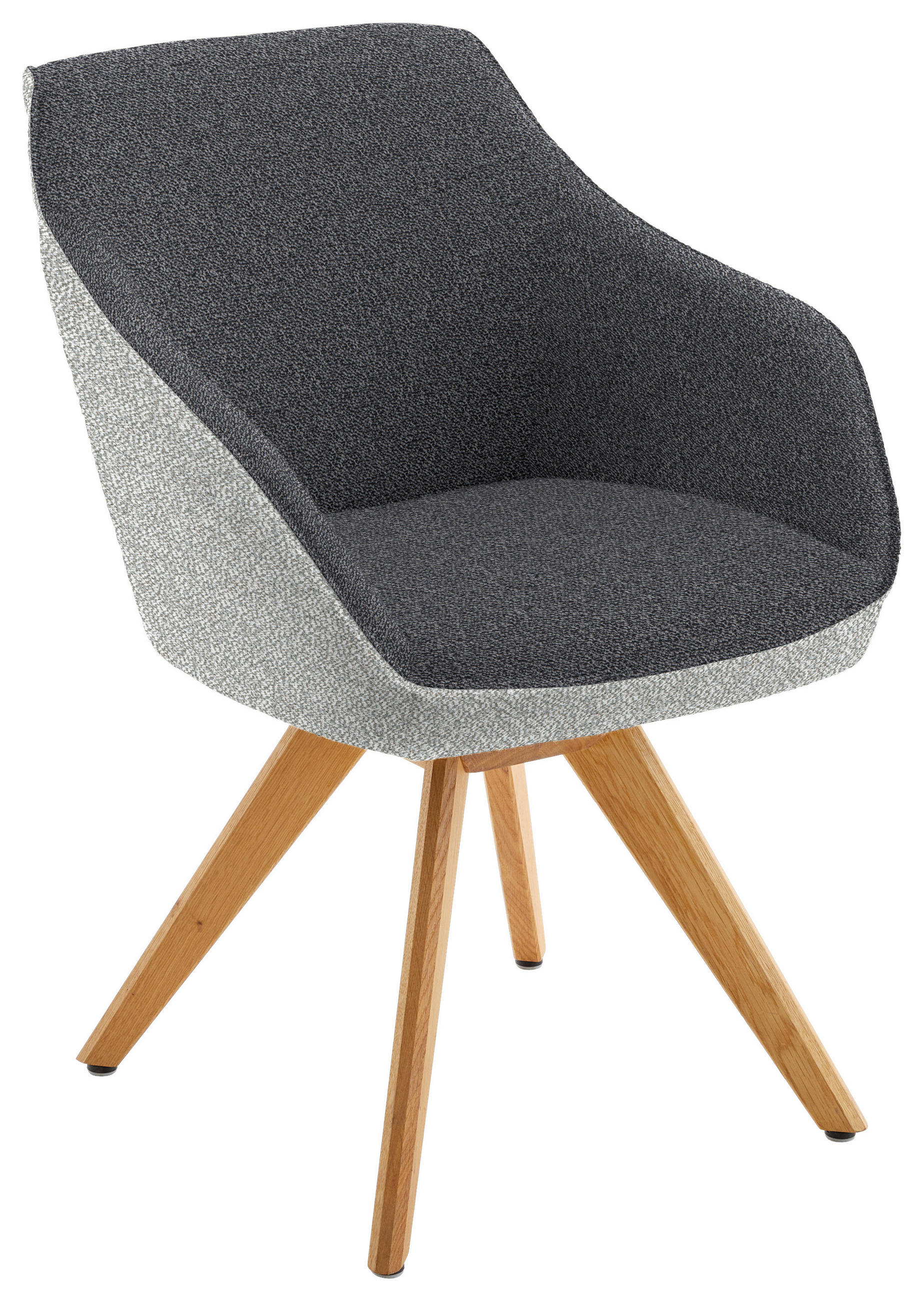 ARMLEHNSTUHL in Holz, Textil Hellgrau, Dunkelgrau  - Dunkelgrau/Eichefarben, Design, Holz/Textil (60/84/68cm) - Koinor