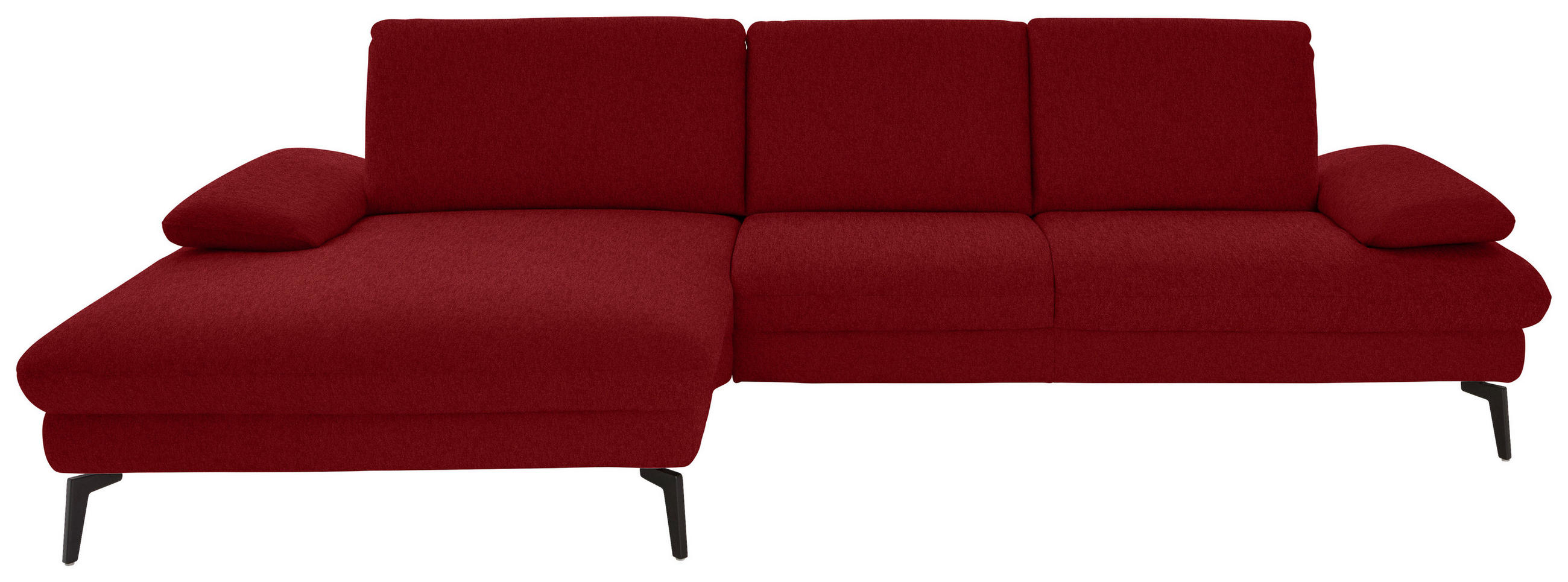ECKSOFA in Chenille, Mikrofaser Bordeaux  - Bordeaux/Schwarz, Design, Textil/Metall (157/299cm) - Dieter Knoll