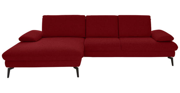 ECKSOFA in Chenille, Mikrofaser Bordeaux  157/299 cm  - Bordeaux/Schwarz, Design, Textil/Metall (157/299cm) - Dieter Knoll