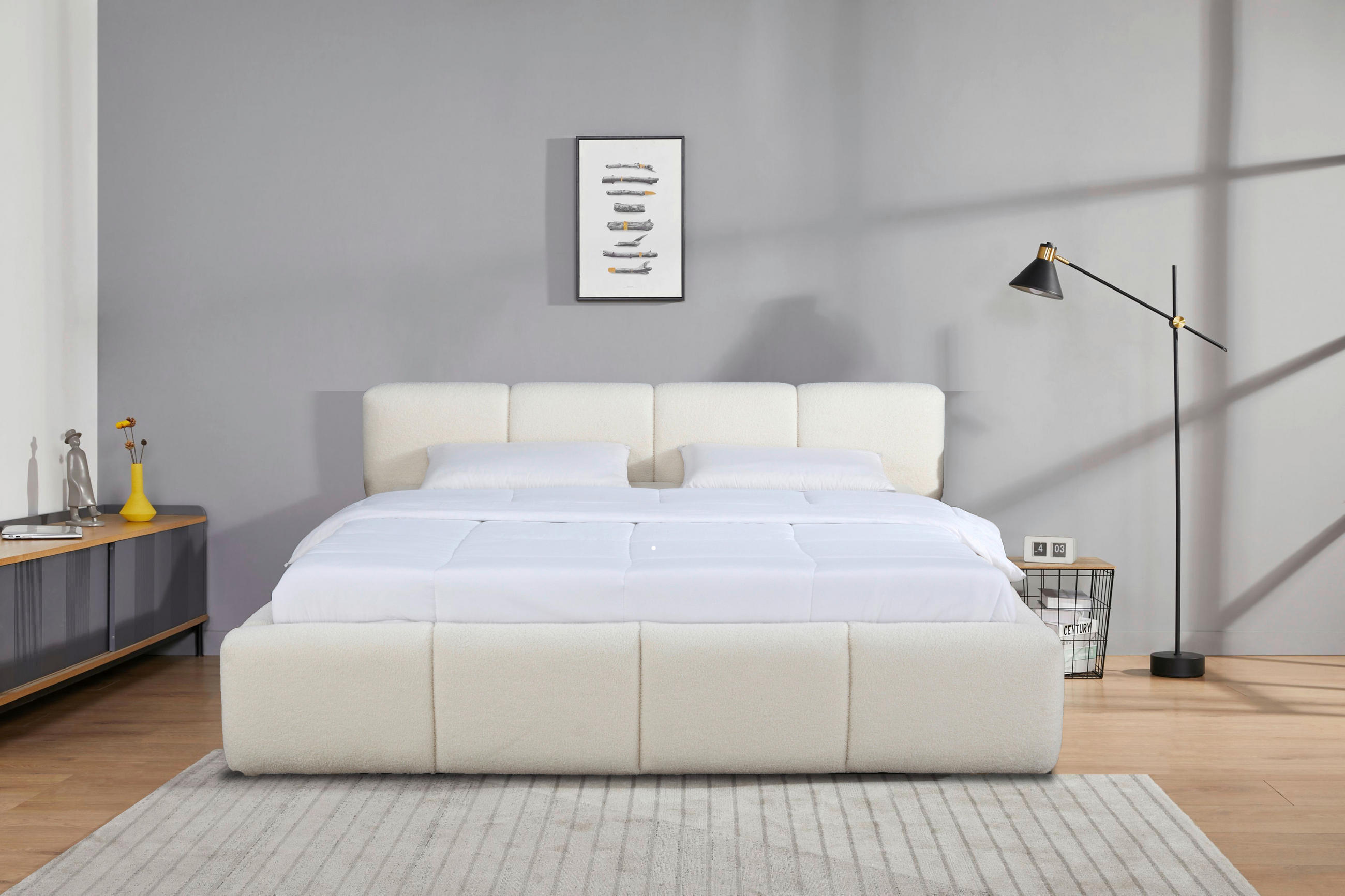 TAPECIRANI KREVET   180/200 cm   bež  - prirodne boje/bež, Moderno, drvo/tekstil (180/200cm) - Livetastic