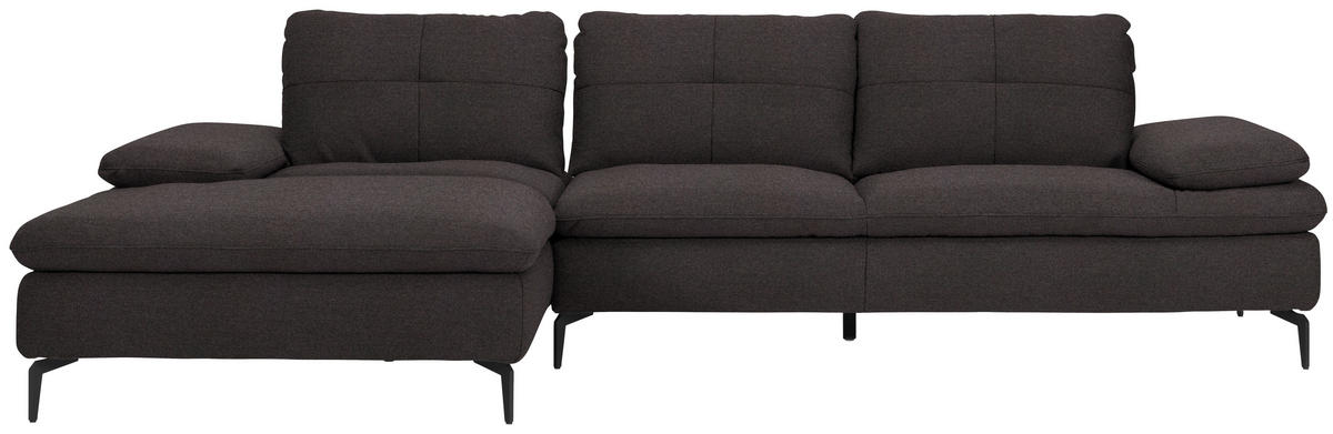 ECKSOFA in Webstoff Schwarz  - Schwarz, Design, Textil/Metall (179/301cm) - Chilliano