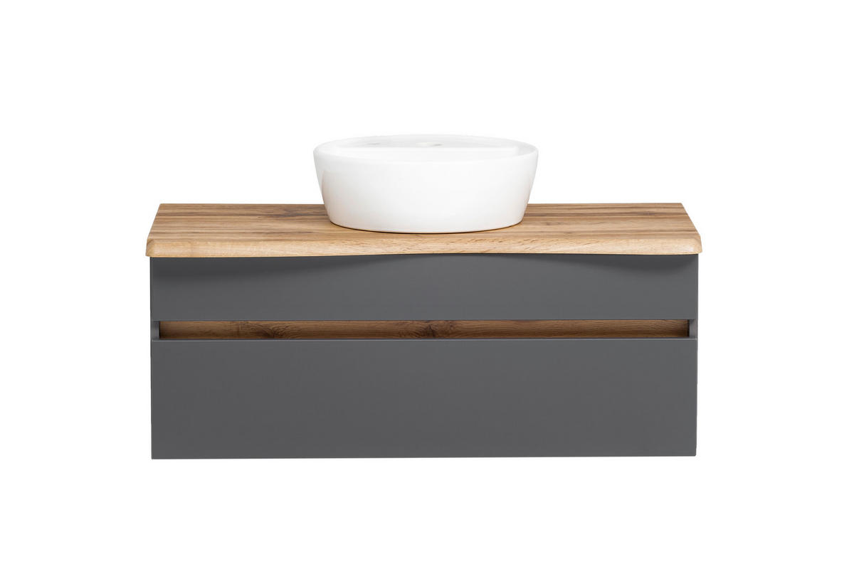 WASCHTISCHKOMBI 101 cm  - Graphitfarben/Weiß, Natur, Keramik/Holzwerkstoff (101cm) - Xora
