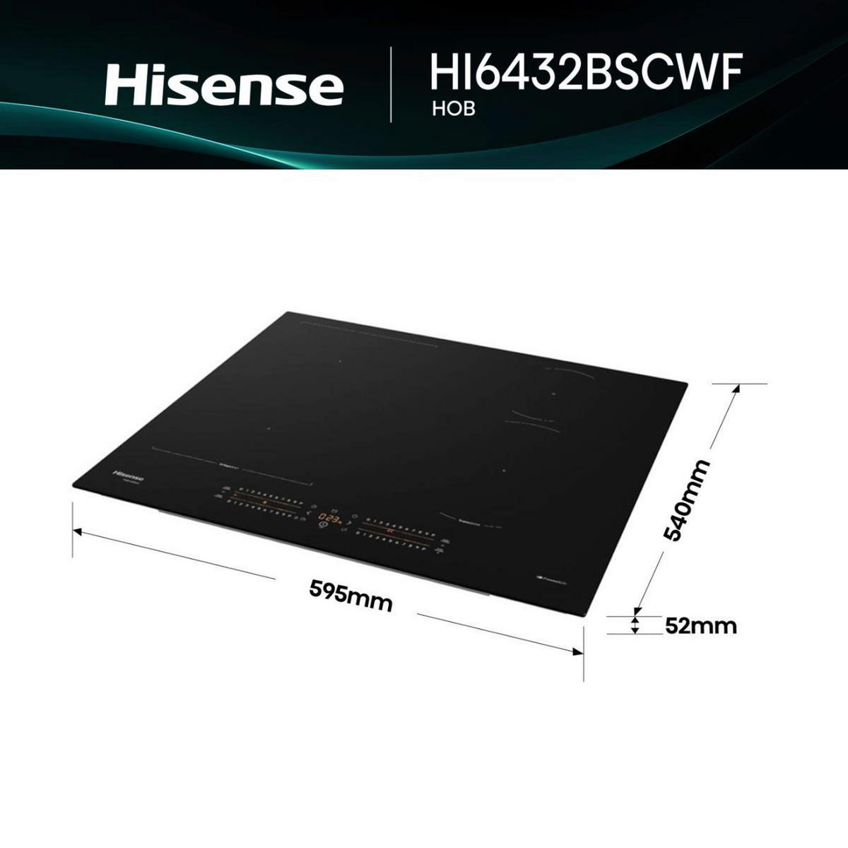 INDUKTIONSKOCHFELD HI6432BSCWF  - Schwarz, Basics, Glas/Metall (59,5/5,4/52cm) - Hisense