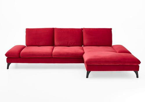 ECKSOFA Rot  - Rot/Schwarz, Design, Textil/Metall (338/176cm) - Voleo