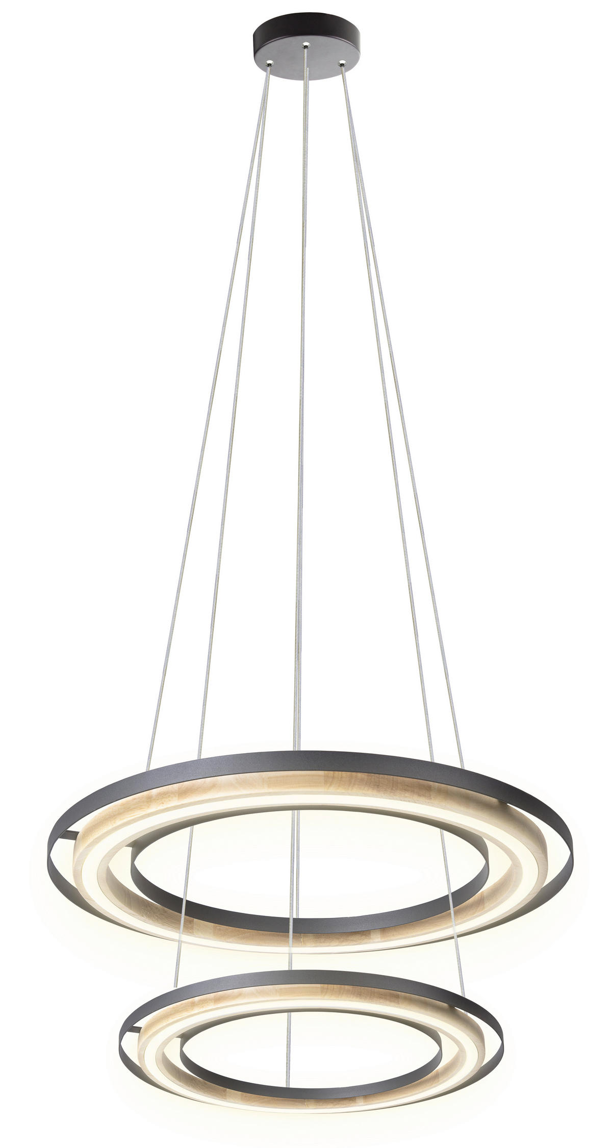 LED-HÄNGELEUCHTE 56/150 cm    - Schwarz/Naturfarben, Design, Holz/Metall (56/150cm) - Globo