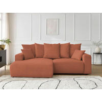ECKSOFA Ottomane links  ATILLA Orange Cord  - Schwarz/Orange, MODERN, Kunststoff/Textil (149/244cm)