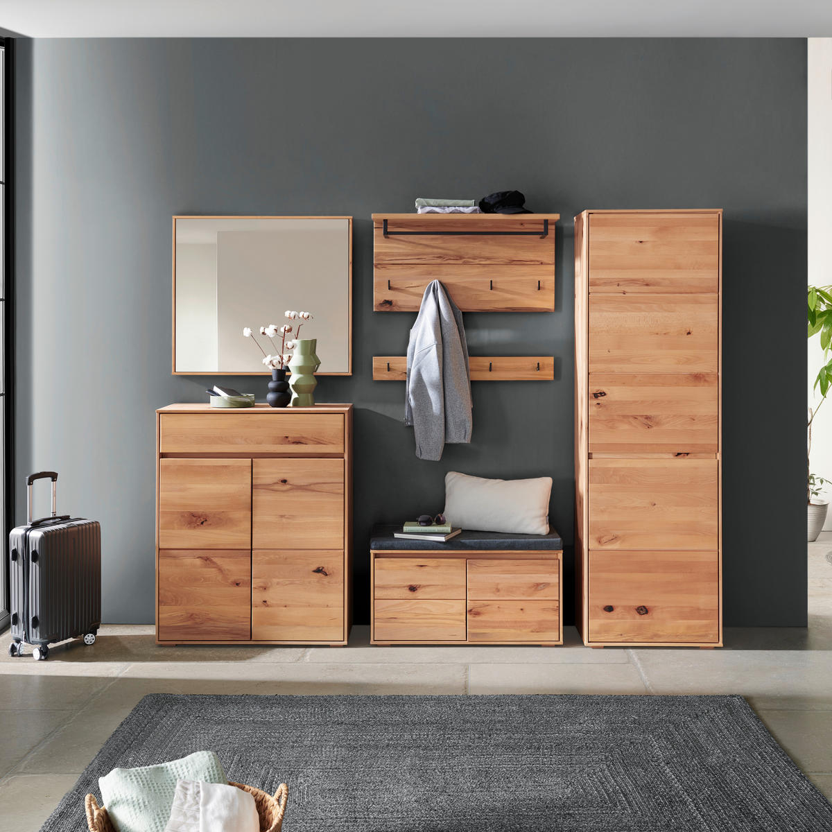 SCHUHSCHRANK Wildkernbuche furniert, massiv Kernbuche  - Kernbuche, Natur, Holz/Holzwerkstoff (85/105/38cm) - Cantus