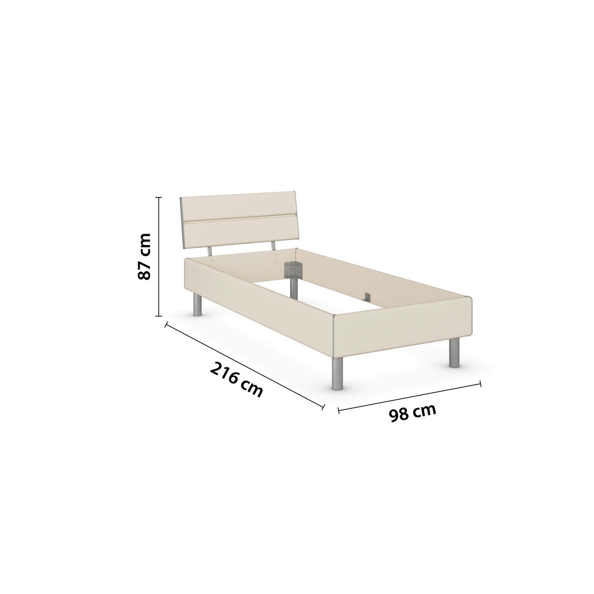 BETT 90/200 cm  in Champagner  - Champagner/Alufarben, Design, Metall (90/200cm) - Carryhome