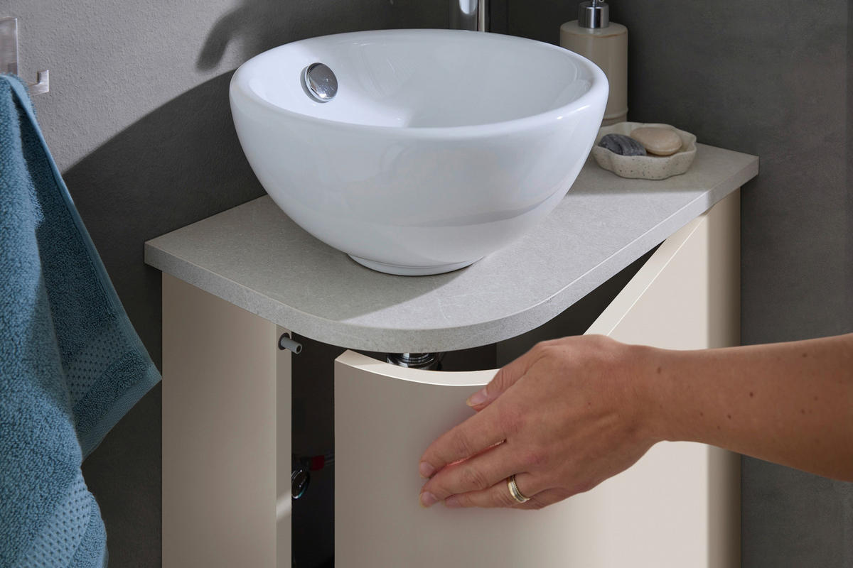 WASCHTISCHKOMBI 50,3 cm  - Kaschmir/Weiß, Natur, Keramik/Holzwerkstoff (50,3cm) - Sadena