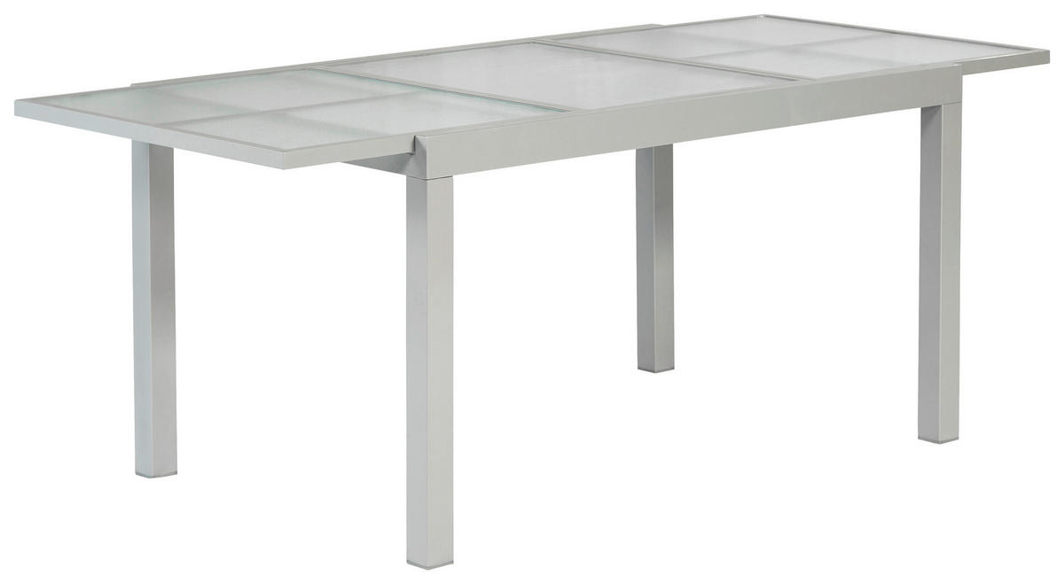 GARTENTISCH 120-180/90/75 cm Metall rechteckig  - Silberfarben, MODERN, Glas/Metall (120-180/90/75cm) - Gardenson