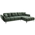 ECKSOFA Grün Mikrofaser  - Schwarz/Grün, KONVENTIONELL, Textil/Metall (313/215cm) - Hom`in
