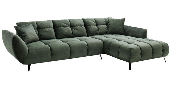 ECKSOFA Grün Mikrofaser  - Schwarz/Grün, KONVENTIONELL, Textil/Metall (313/215cm) - Hom`in