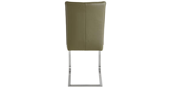SCHWINGSTUHL in Edelstahl Echtleder pigmentiert - Edelstahlfarben/Grün, Design, Leder/Metall (47/99/62cm) - Moderano