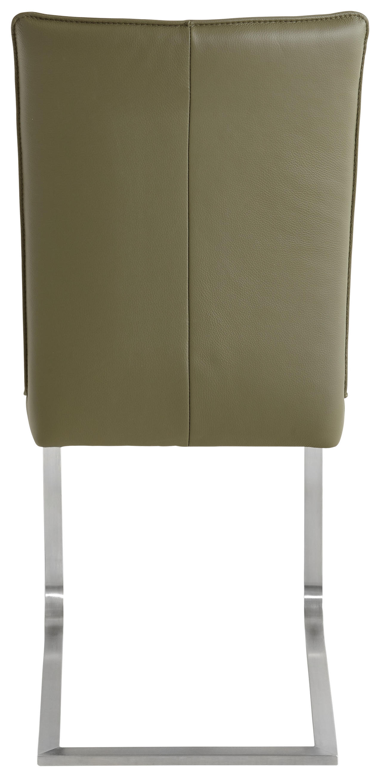 SCHWINGSTUHL  in Edelstahl Echtleder pigmentiert  - Edelstahlfarben/Grün, Design, Leder/Metall (47/99/62cm) - Moderano