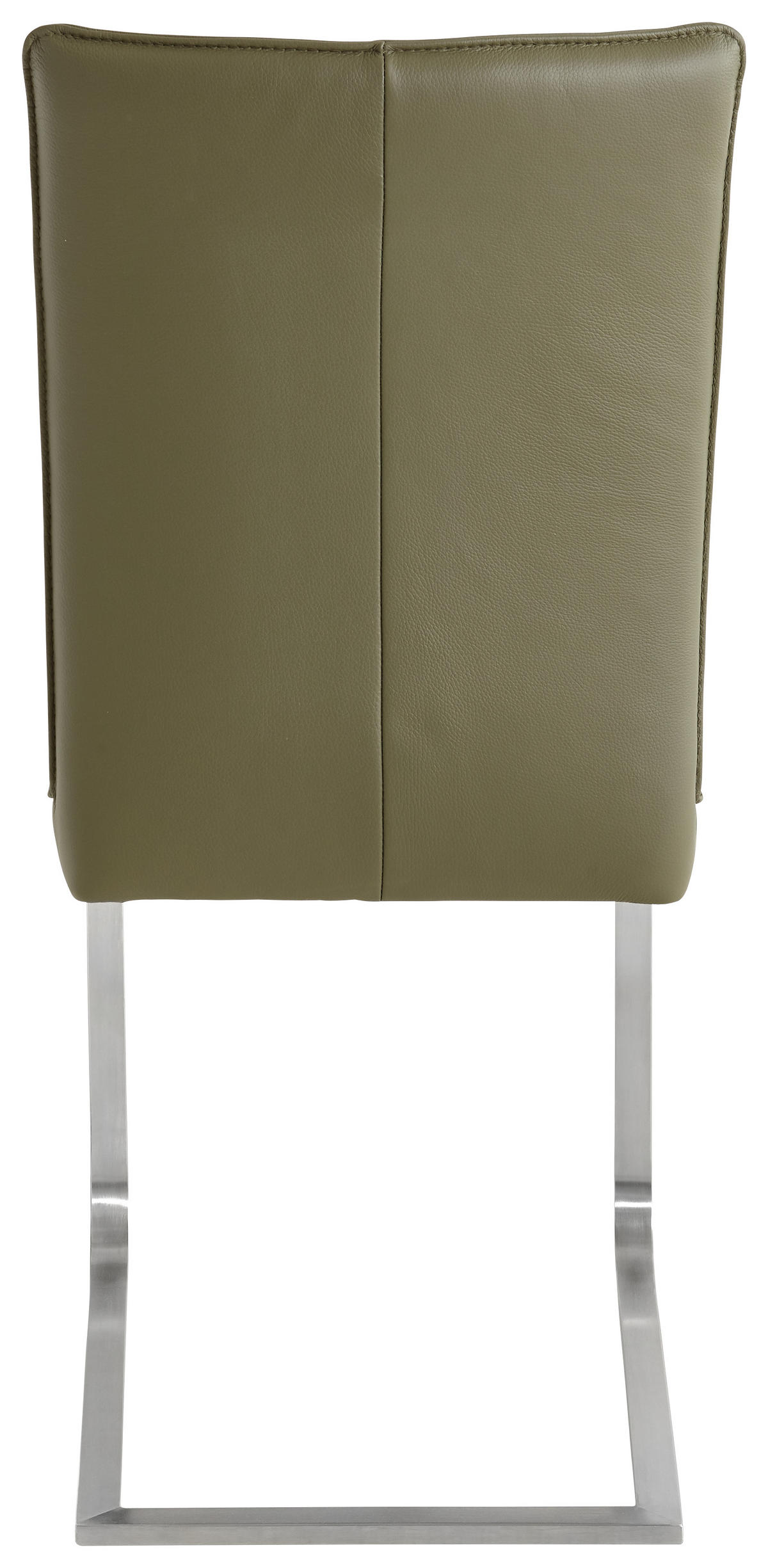 SCHWINGSTUHL  in Edelstahl Echtleder pigmentiert  - Edelstahlfarben/Grün, Design, Leder/Metall (47/99/62cm) - Moderano