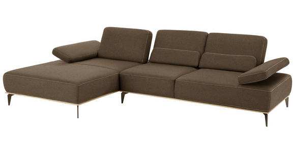 ECKSOFA in Mikrofaser Braun  - Beige/Bronzefarben, Natur, Textil/Metall (176/298cm) - Valnatura