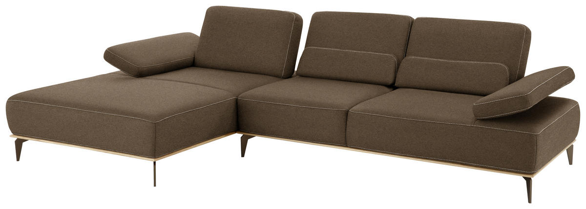 ECKSOFA in Mikrofaser Braun  - Beige/Bronzefarben, Natur, Textil/Metall (176/298cm) - Valnatura