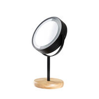 Oglindă De Machiaj     - culoare natur/negru, Basics, sticlă/lemn (14/31,5/14cm) - Sadena