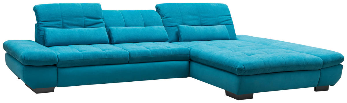 ECKSOFA Türkis Mikrofaser  - Türkis/Schwarz, Design, Textil/Metall (204/341cm) - Xora