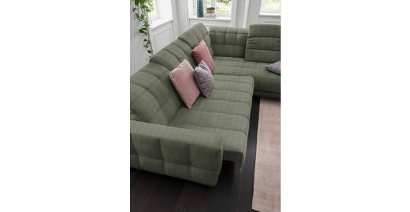 ECKSOFA in Webstoff Grün 302/216 cm - Schwarz/Grün, Design, Holz/Textil (302/216cm) - Xora
