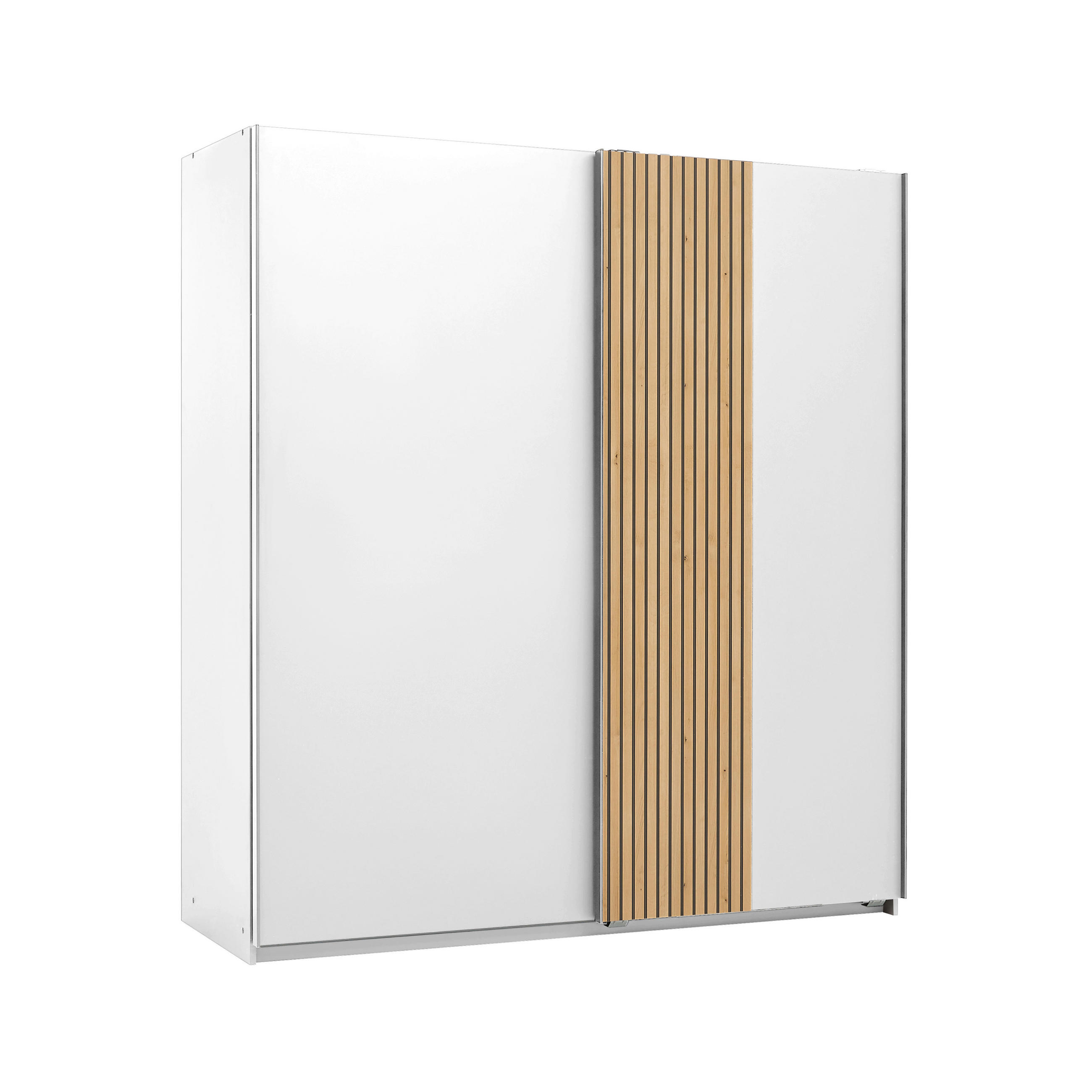 GARDEROB MED SKJUTDÖRRAR 180/198/65 cm 2-dörrar - vit/svart, Klassisk, metall/trämaterial (180/198/65cm) - Carryhome