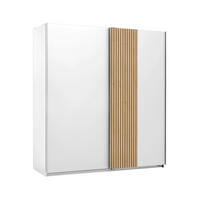 GARDEROB MED SKJUTDÖRRAR 180/198/65 cm 2-dörrar - vit/svart, Klassisk, metall/trämaterial (180/198/65cm) - Carryhome
