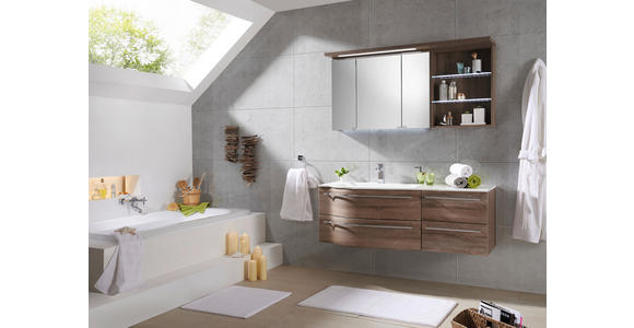 BADEZIMMER in 140,6 cm - Eichefarben/Weiß, Design, Glas/Holzwerkstoff (140,6cm) - Novel