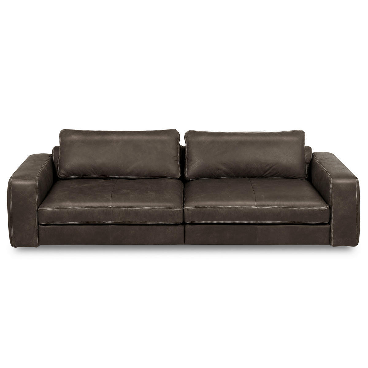 3-SITZER-SOFA  in Echtleder Fango   - Fango/Beige, Design, Leder/Kunststoff (300/85/123cm) - Livetastic