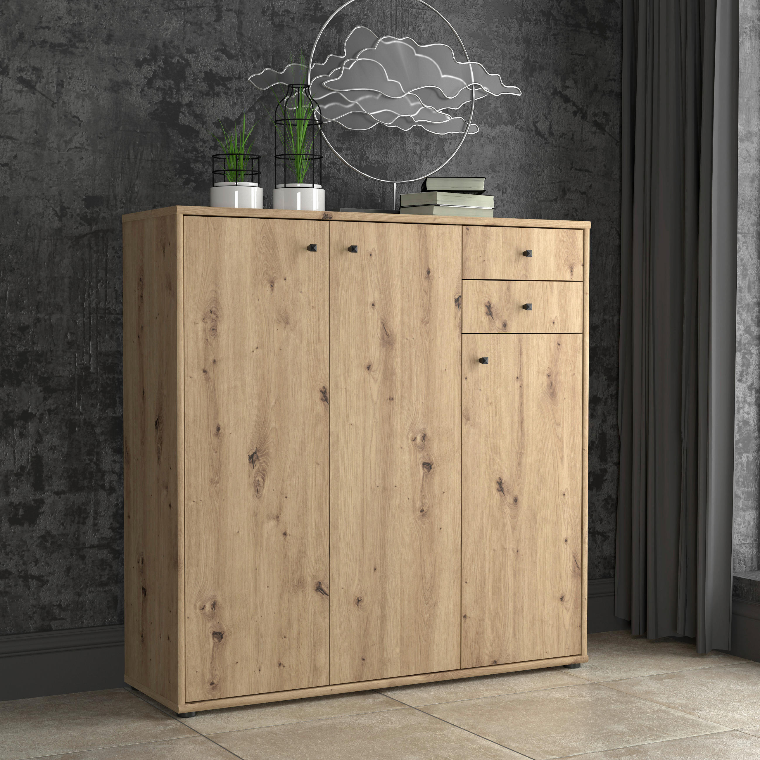 KOMMODE  in 108,8/111,1/34,8 cm  - Eiche Artisan, Design, Holzwerkstoff (108,8/111,1/34,8cm)