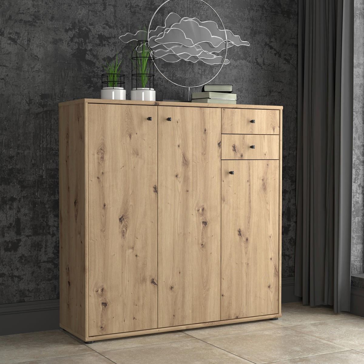 KOMMODE  in 108,8/111,1/34,8 cm  - Eiche Artisan, Design, Holzwerkstoff (108,8/111,1/34,8cm)