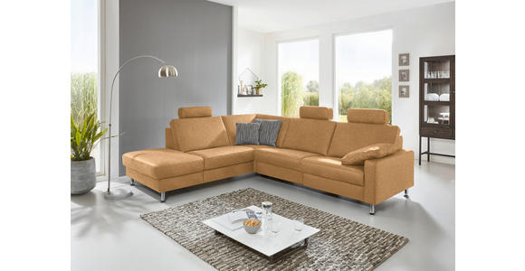 ECKSOFA in Mikrofaser Honig 242/275 cm - Alufarben/Honig, Design, Textil/Metall (242/275cm) - Dieter Knoll