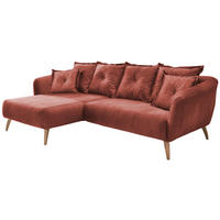 ECKSOFA in Velours Koralle  - Koralle/Schwarz, Modern, Holz/Textil (162/277cm) - Livetastic
