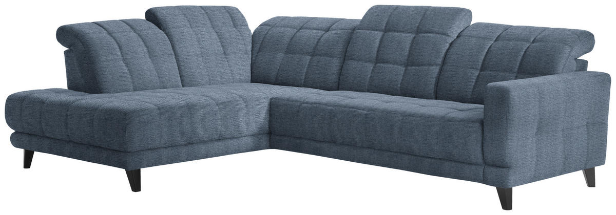 ECKSOFA in Webstoff Blau  - Blau/Schwarz, Design, Textil/Metall (216/302cm) - Xora