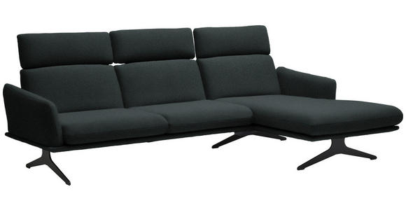 ECKSOFA in Flachgewebe Anthrazit  259/152 cm  - Anthrazit/Schwarz, Design, Textil/Metall (259/152cm) - Dieter Knoll