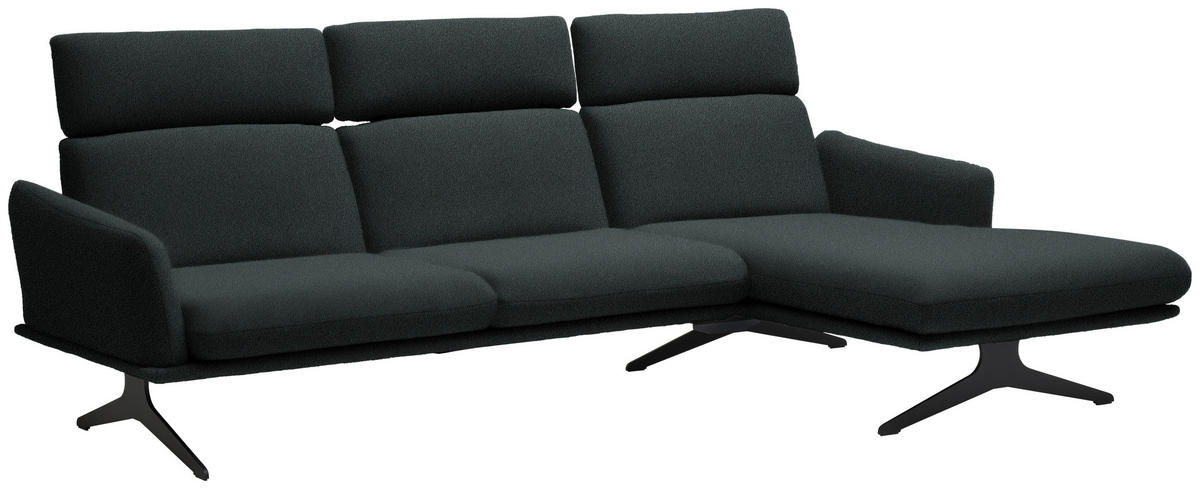 ECKSOFA in Flachgewebe Anthrazit  - Anthrazit/Schwarz, Design, Textil/Metall (259/152cm) - Dieter Knoll
