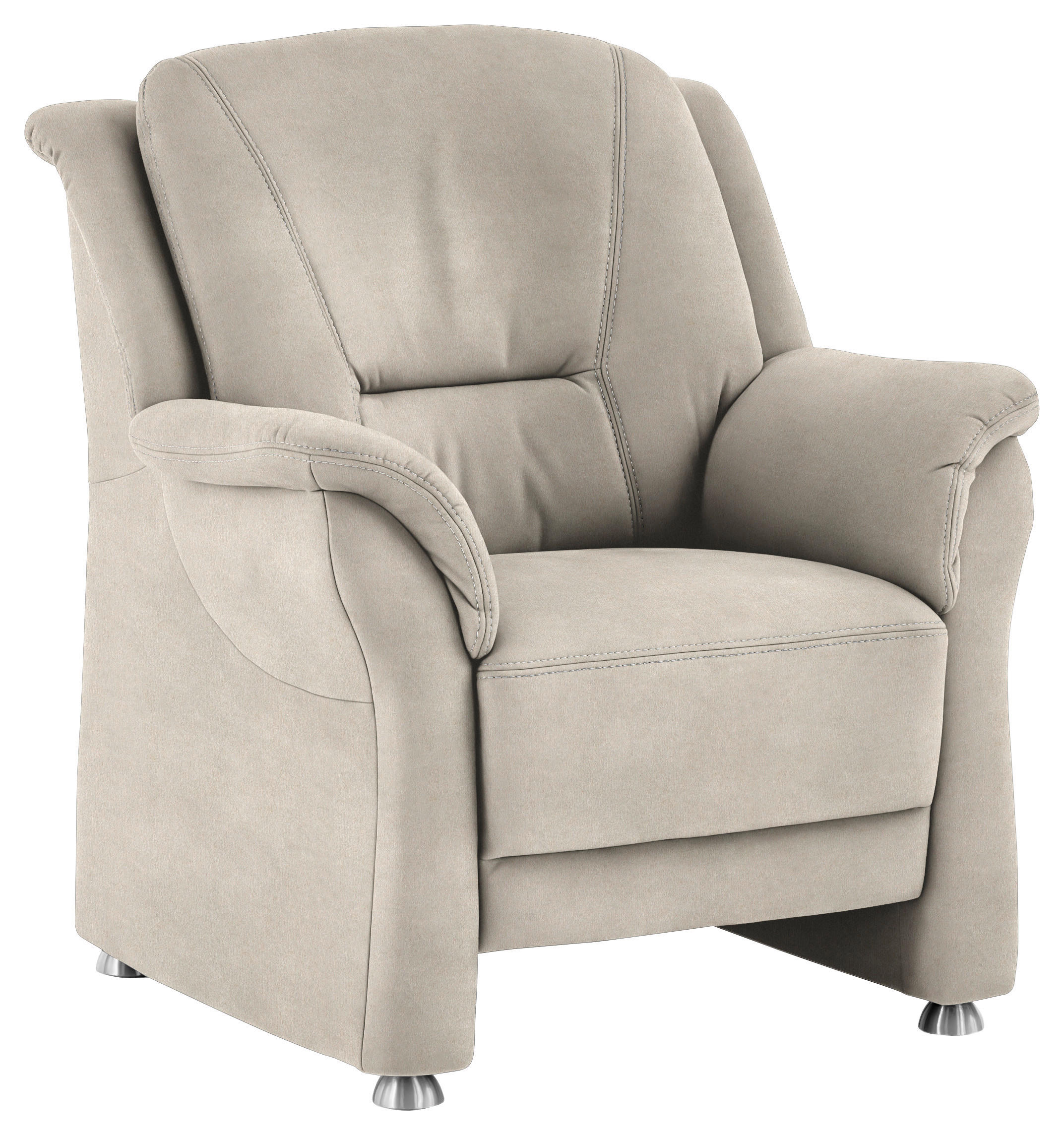SESSEL in Mikrofaser Creme  - Beige/Creme, Konventionell, Textil/Metall (90/100/89cm) - Beldomo Comfort