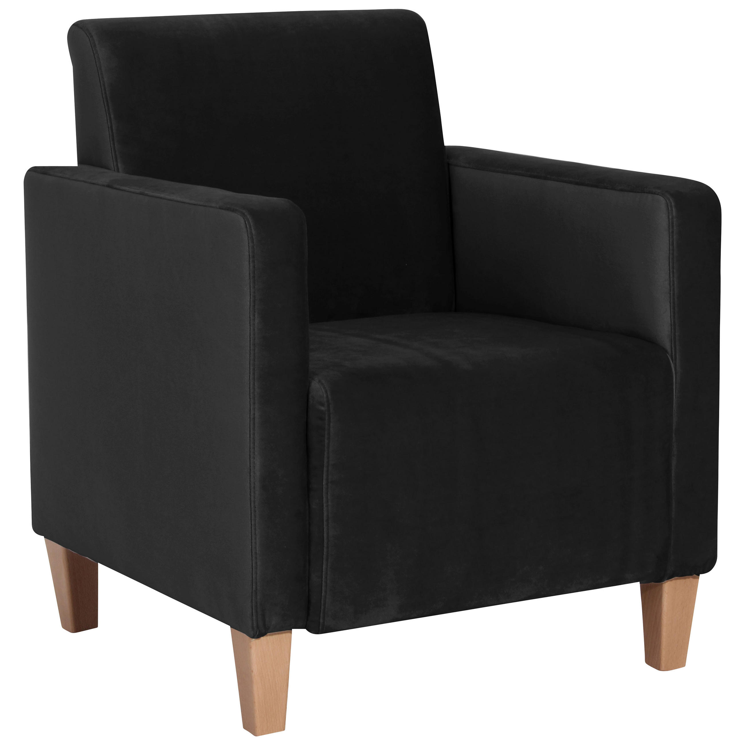 SESSEL in Samt, Velours Schwarz  - Schwarz/Naturfarben, Design, Holz/Textil (71/81/70cm) - Max Winzer