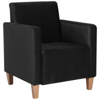 SESSEL Samt, Velours Schwarz    - Schwarz/Naturfarben, Design, Holz/Textil (71/81/70cm) - Max Winzer