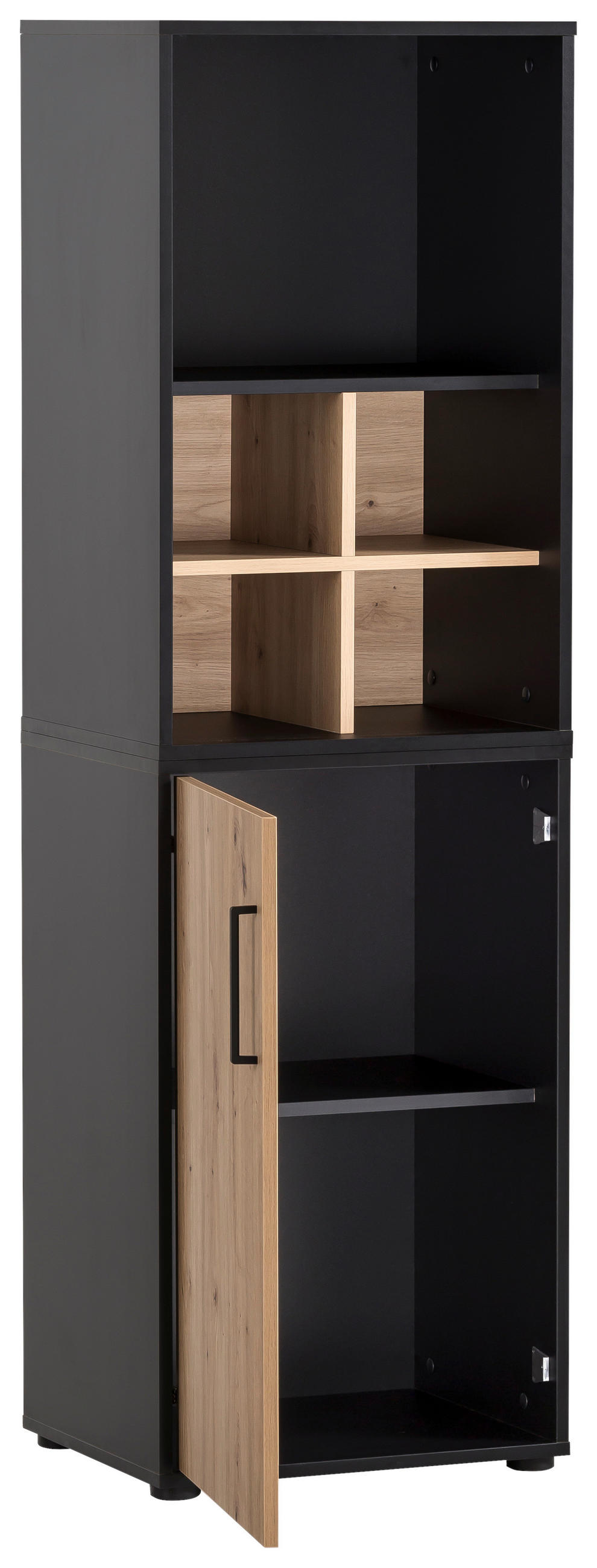 AKTENSCHRANK Schwarz, Eiche Artisan  - Schwarz/Eiche Artisan, MODERN, Holzwerkstoff (50,95/83,6/41cm) - MID.YOU