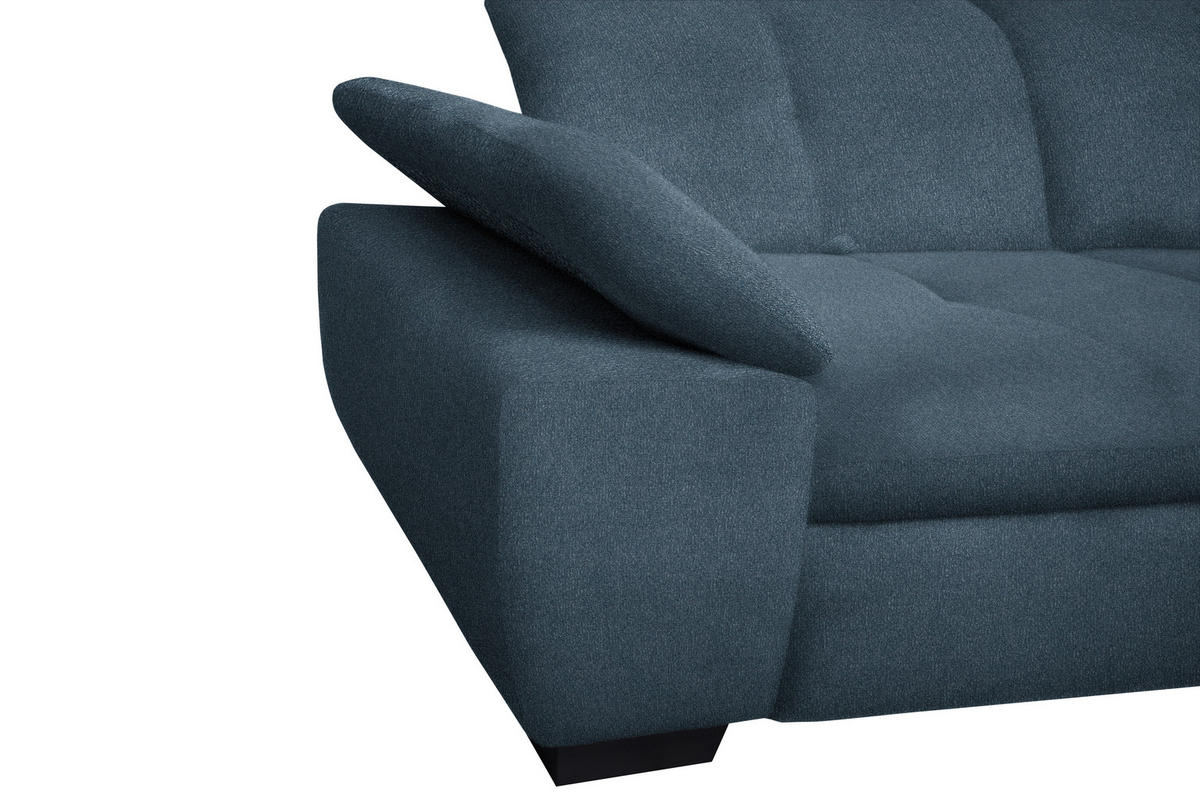 ECKSOFA in Flachgewebe Blau  - Blau/Schwarz, Design, Textil/Metall (242/313cm) - Xora