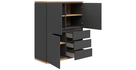 HIGHBOARD 100/121/42 cm  in Graphitfarben, Eiche Artisan  - Schwarz/Graphitfarben, MODERN, Holzwerkstoff (100/121/42cm) - Xora