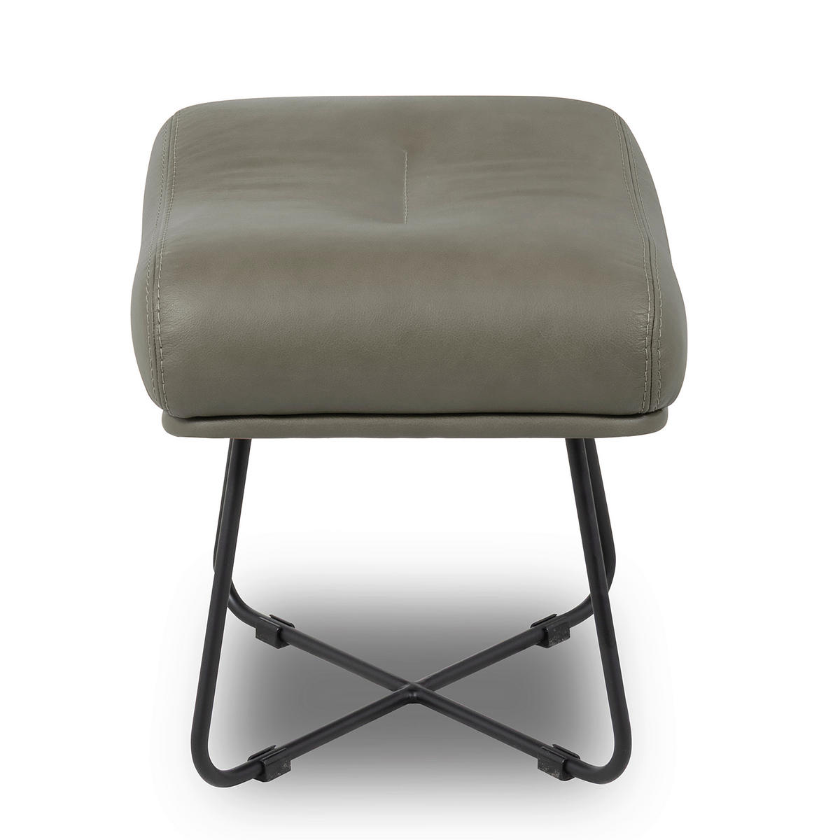 SESSELSET Echtleder Grau  - Kirschrot/Schwarz, Design, Leder/Metall (67/87/74cm) - Livetastic