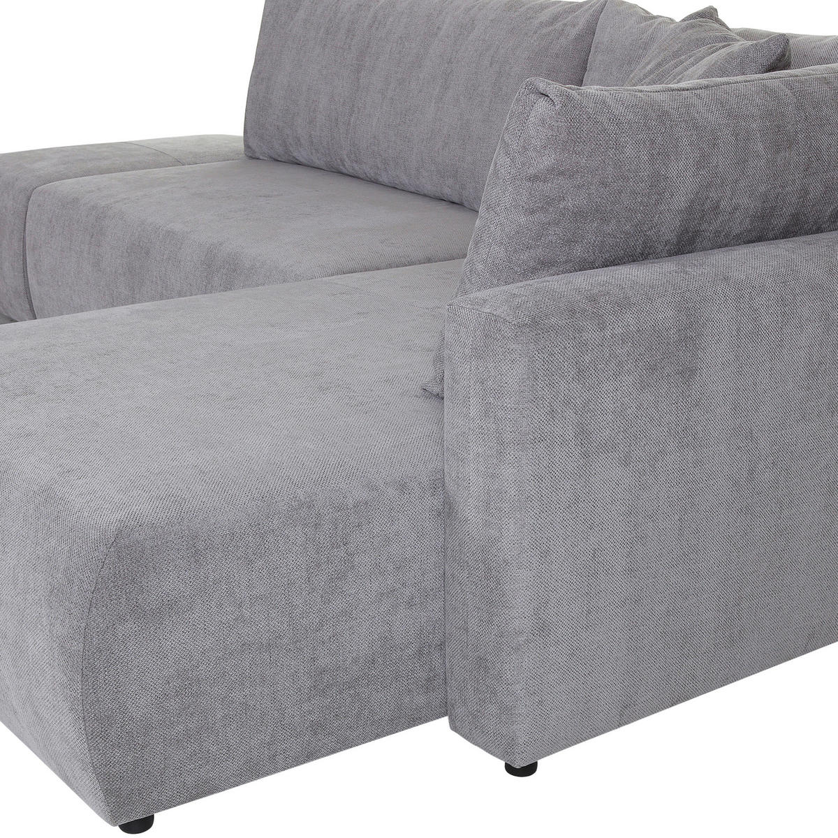 ECKSOFA in Flachgewebe Grau  - Schwarz/Grau, Konventionell, Kunststoff/Textil (295/200cm) - Carryhome