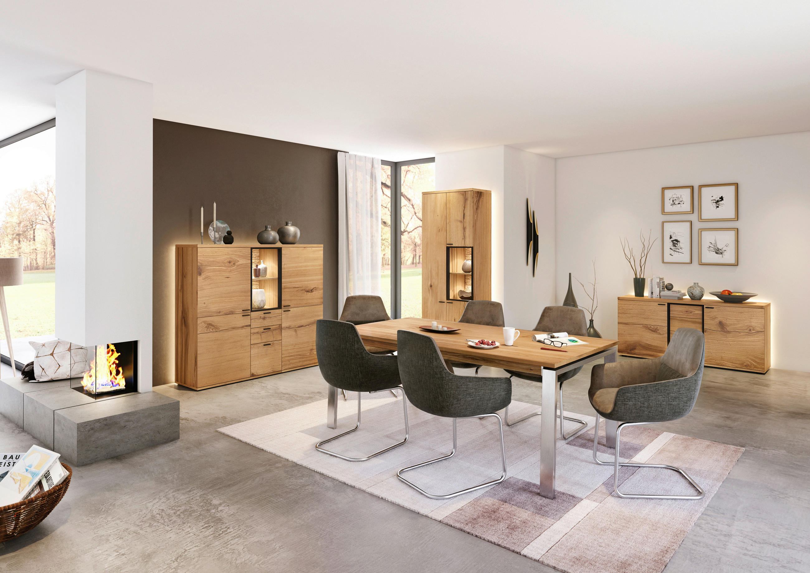 ESSTISCH in Holz, Metall, Holzwerkstoff 190/100/75 cm  - Edelstahlfarben/Eichefarben, Konventionell, Holz/Holzwerkstoff (190/100/75cm) - Venjakob