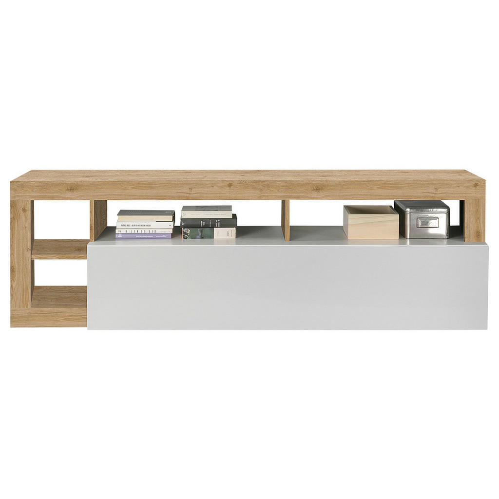 Tv-element Hamburg Eiche Dekor, Weiß Hg B: 184cm