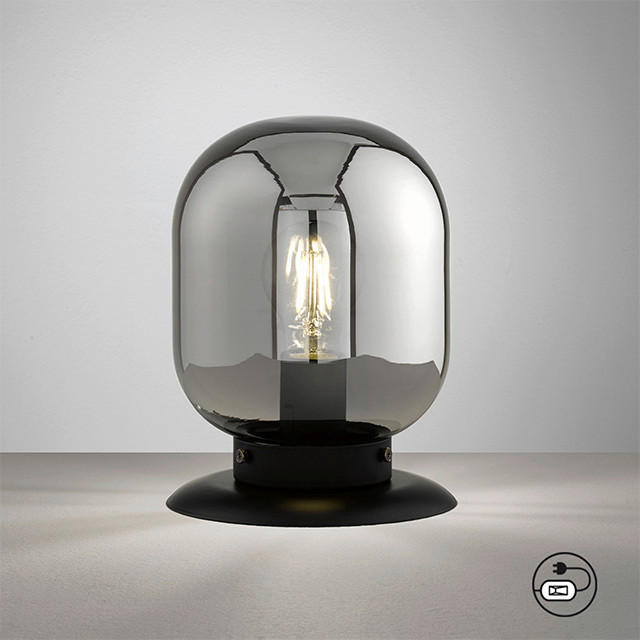 TISCHLEUCHTE Regi  - Schwarz, Design, Glas/Metall (16/23cm) - Fischer & Honsel