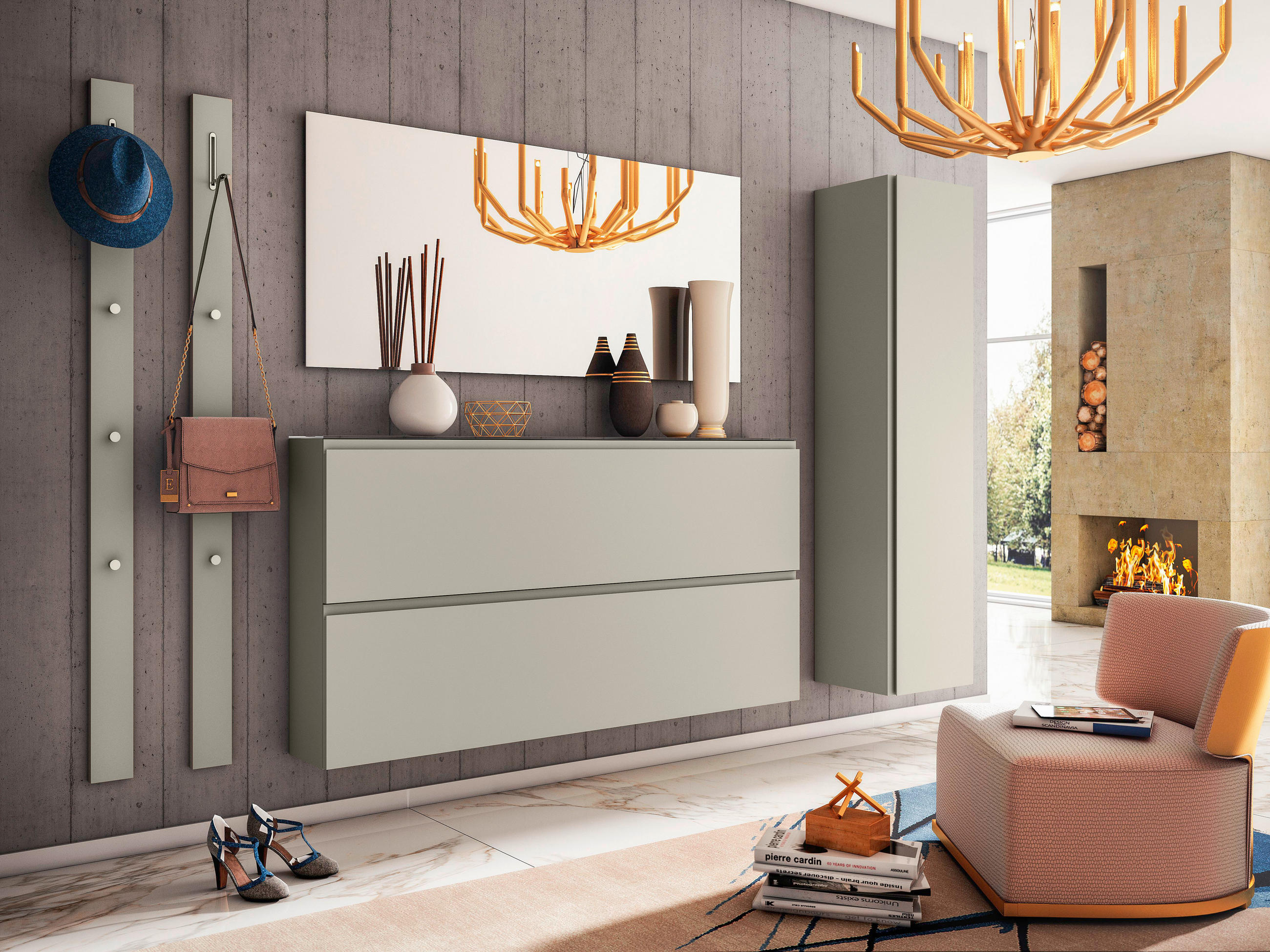 HÄNGESCHUHSCHRANK 160/81/22 cm  - Taupe, Design, Glas/Holzwerkstoff (160/81/22cm) - Moderano