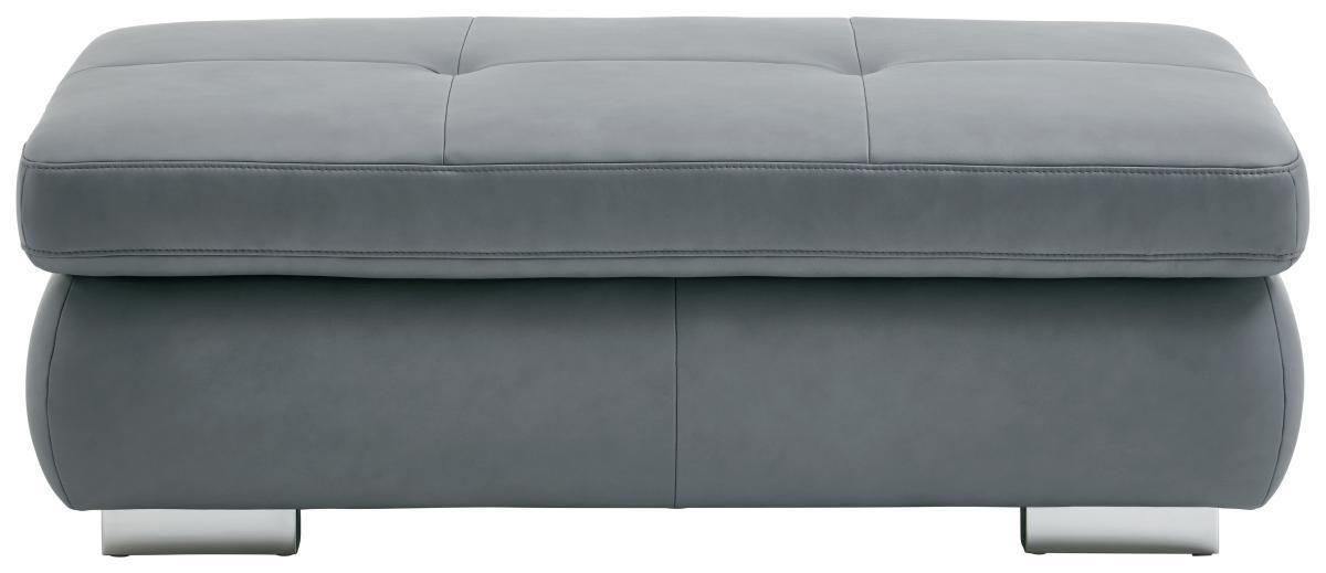 HOCKER in Leder Grau  - Alufarben/Grau, Design, Leder/Metall (129/45/64cm) - Beldomo Premium