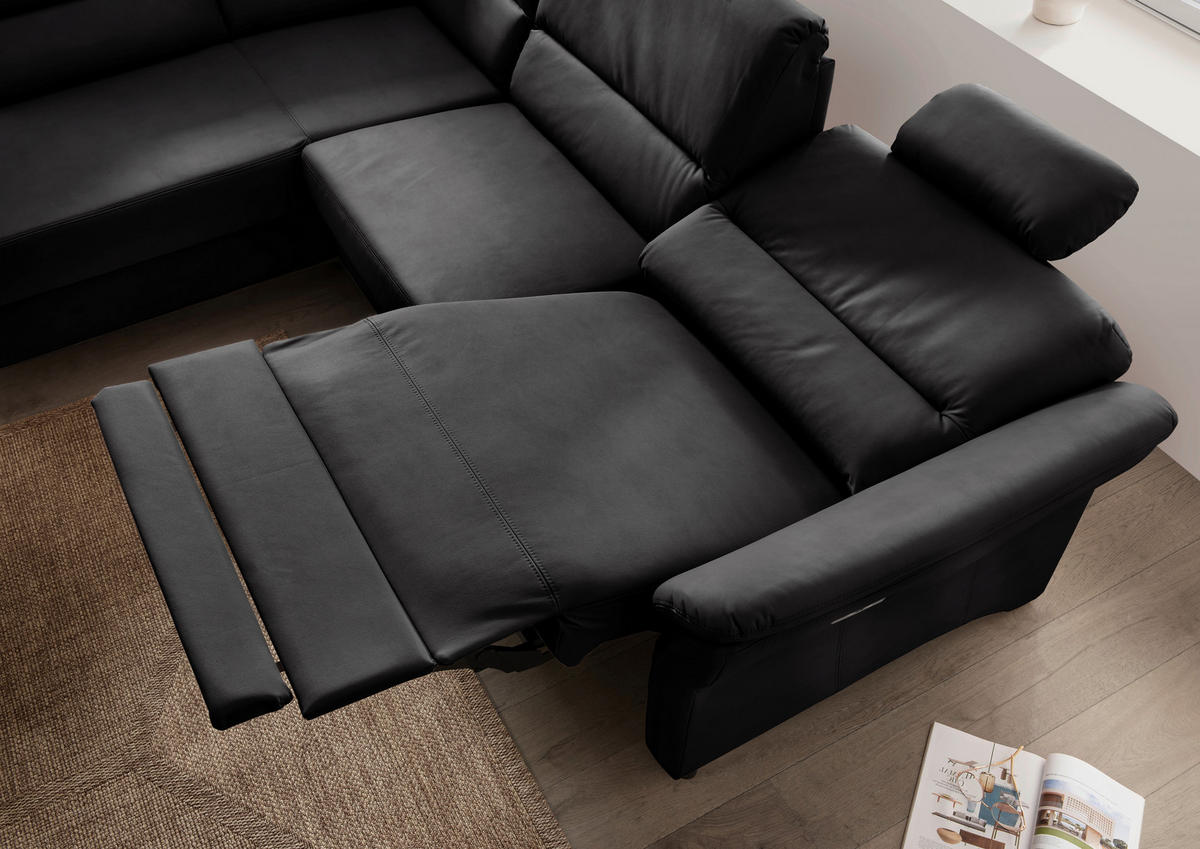 CloseUp von Livetastic ECKSOFA Schwarz Lederlook.
